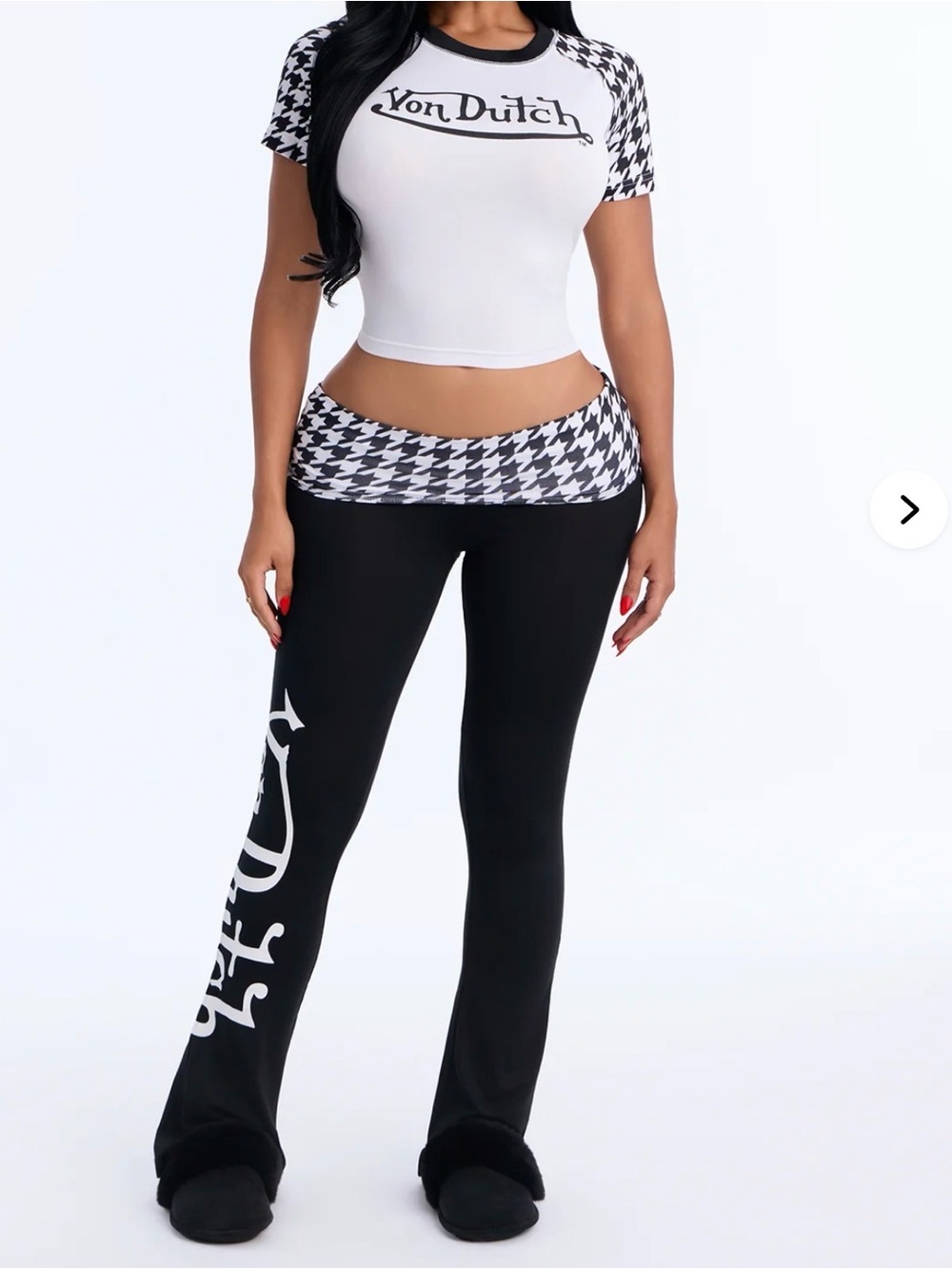 Von Dutch Black Flare Pants with White Logo